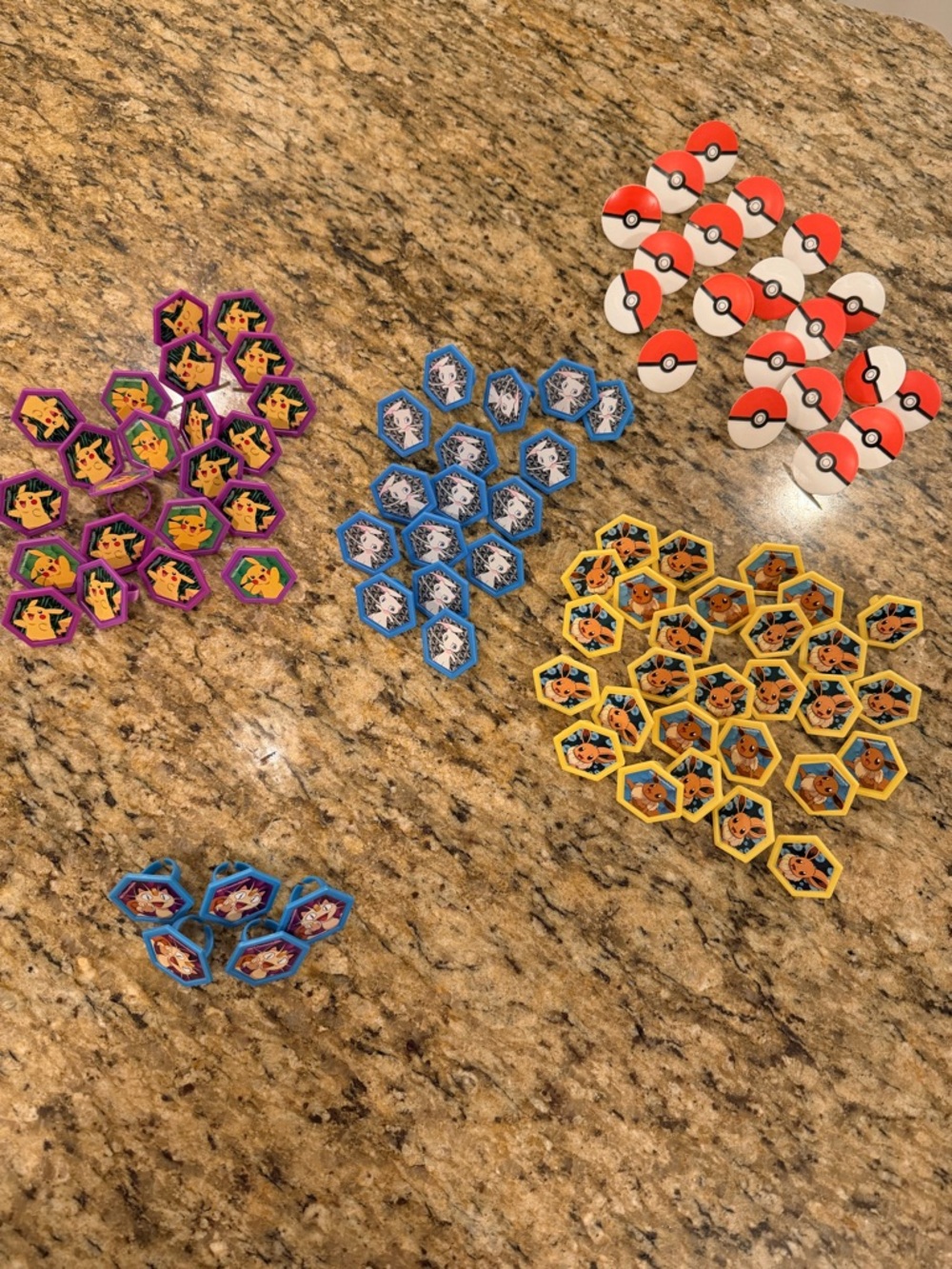 93 Brand New Pokemon Rings for Cupcakes/Baking/Favors- Pikachu, Mew, Eevee, Meow